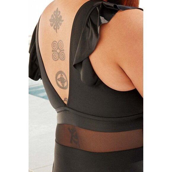 Cupshe Ruffle Plunge V Neck Plus Size One Piece Swimsuit Size 2X - Picture 4 of 5